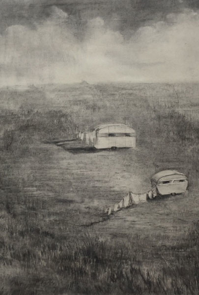 Wash Day, 84 x 60 cm, Charcoal on Paper, 2015