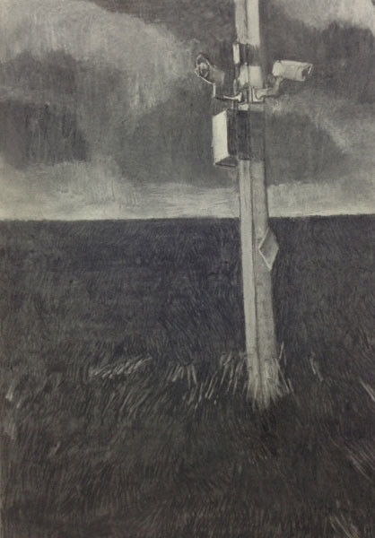 In Camera, 84 x 60 cm, Charcoal on paper, 2015