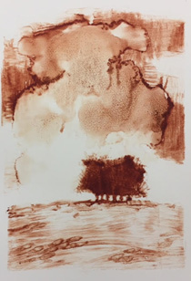 Clump, 27 x 18.5 cm, mono print, 2017